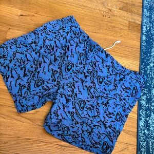 Athletic Works Blue and Black Patterned Men's Athletic Shorts